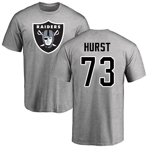 Men Oakland Raiders Ash Maurice Hurst Name and Number Logo NFL Football #73 T Shirt